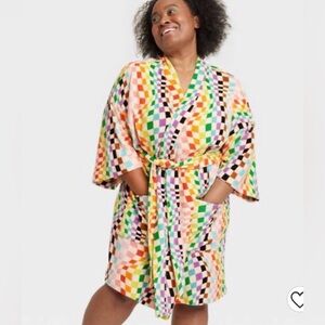 PRIDE Adult Unisex Rainbow Checkered Robe Target Size XS/S